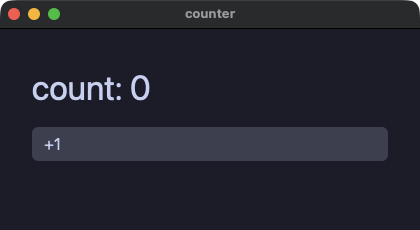 The counter app running